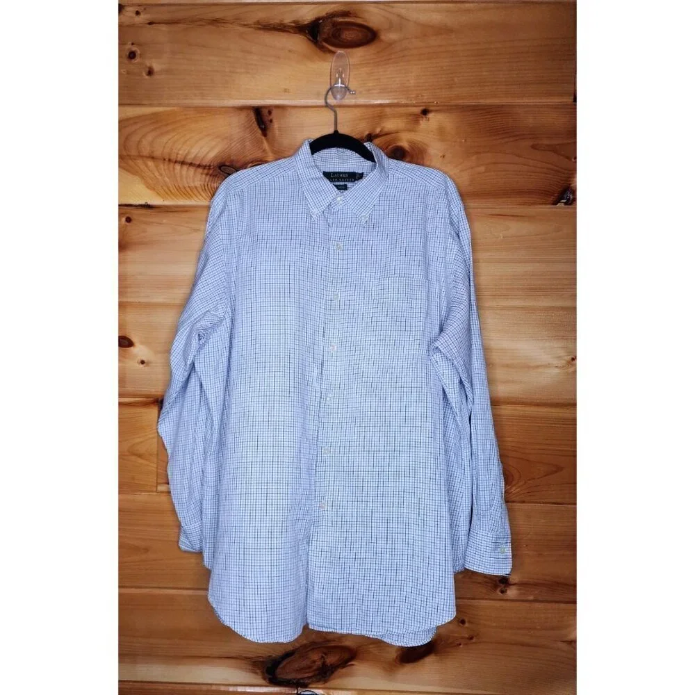 Polo Ralph Lauren Men’s 16.5 32/33 Light Blue Gray White Check Long Sleeve Shirt